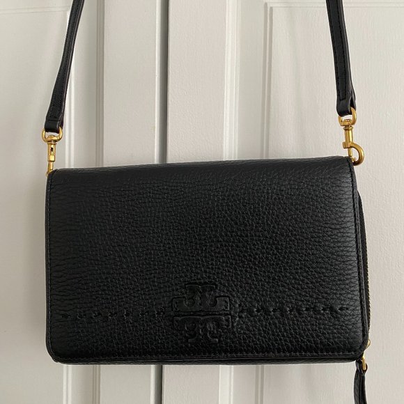 Tory Burch Bags Tory Burch Mcgraw Flat Wallet Crossbody In Black
